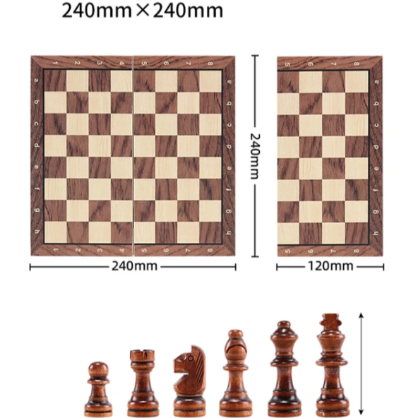 Foldable Wood Magnetic Chess Board Set