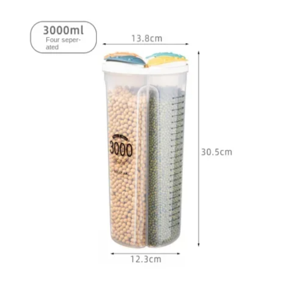 Large Food Storage Container with 360° Rotating Rice Barrels