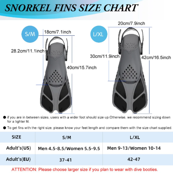 Snorkel Fins with Adjustable Buckles