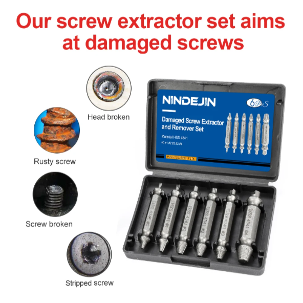 NINDEJIN Damaged Screw Extractor Drill Bit Set