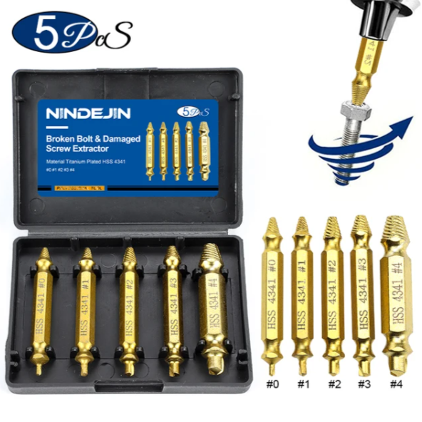 NINDEJIN Damaged Screw Extractor Drill Bit Set