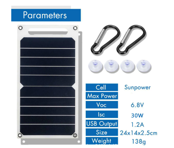 30W Foldable Portable Solar Plate