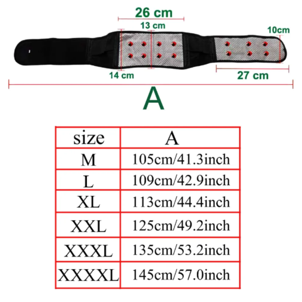 Tcare Adjustable Tourmaline Self-Heating Magnetic Therapy Back Waist Support Belt