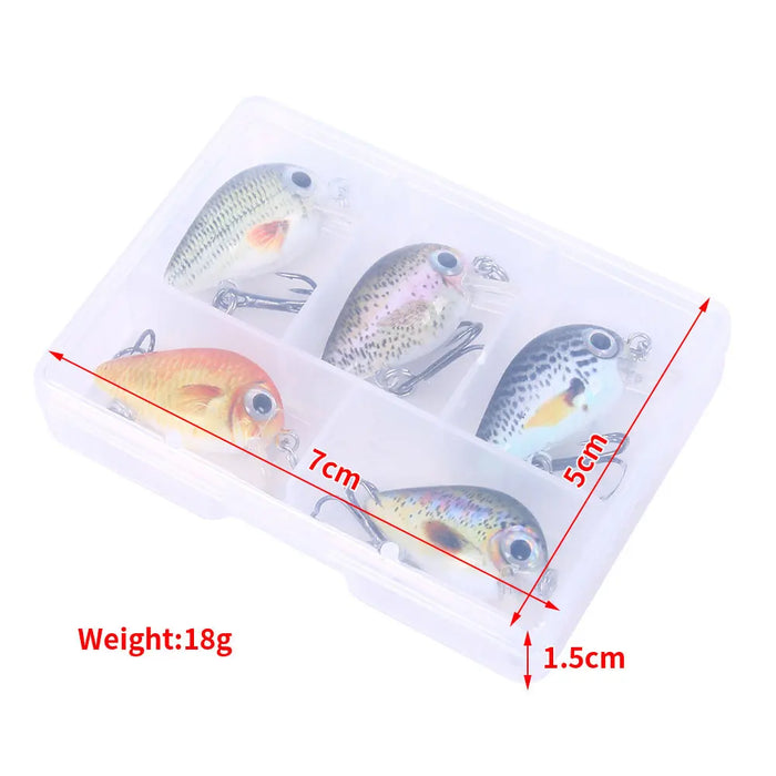 HENGJIA 5 pcs 1.5g 3cm Mini Crankbait Kit