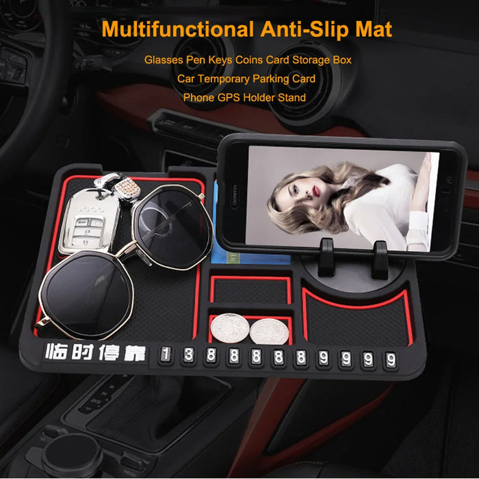 Silicone Car Anti-Slip Mat with Phone Holder and Gadget Organizer