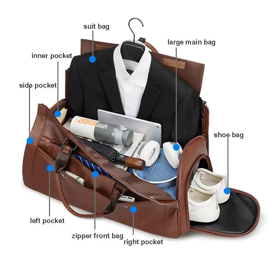 Leather foldable Suit Duffle Bag