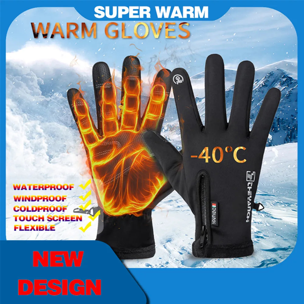 Motorcycle Gloves Winter Thermal Fleece Lined