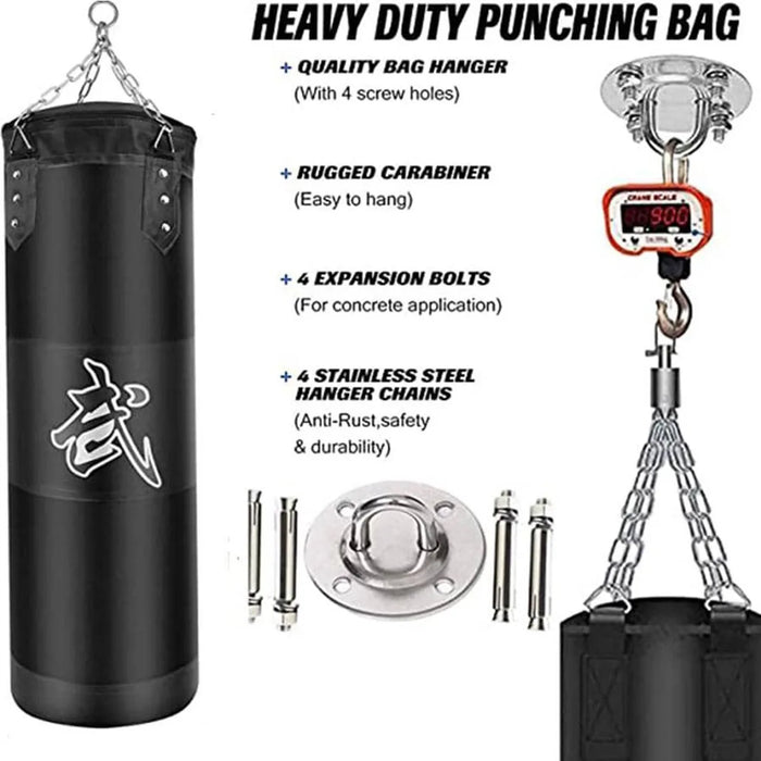 Heavy Punching Bag Set with Ceiling Hook and Steel Chain