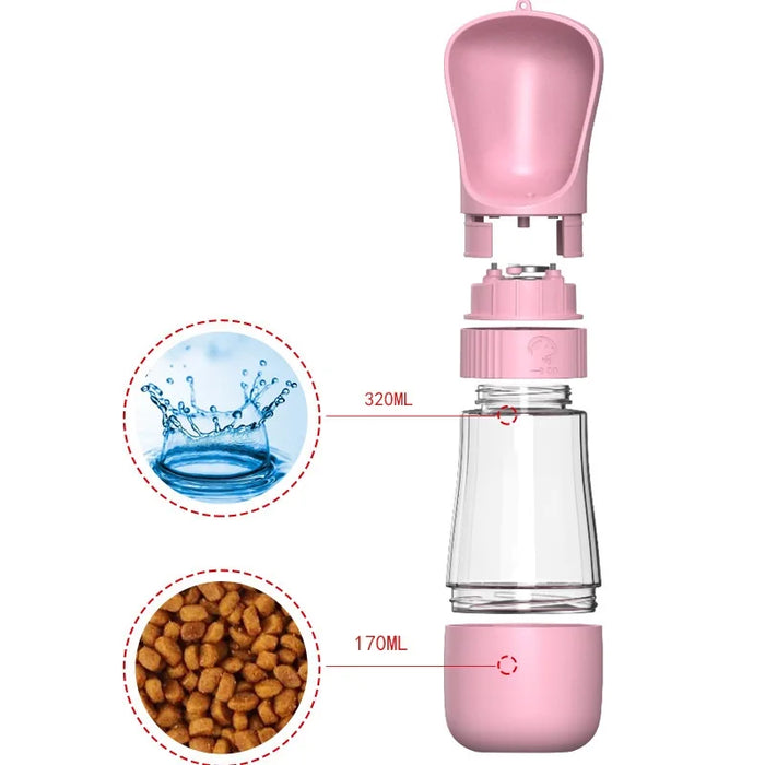 Dog Water Bottle Portable 2 in 1 Food Dispenser