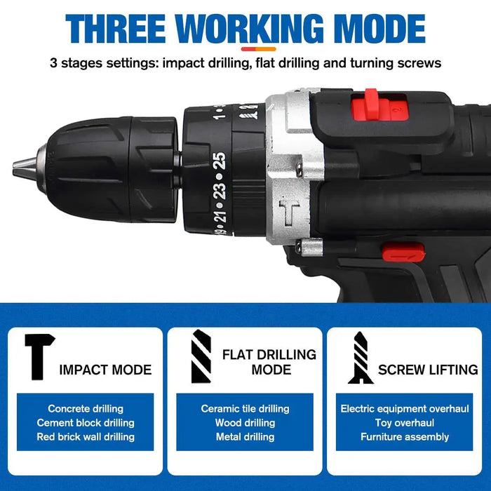 25+3 Torque Cordless Drill Electric Screwdriver