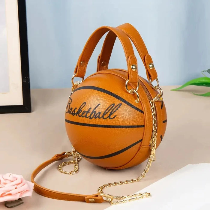 Women Shoulder Bag PU Leather Chain Basketball Bag