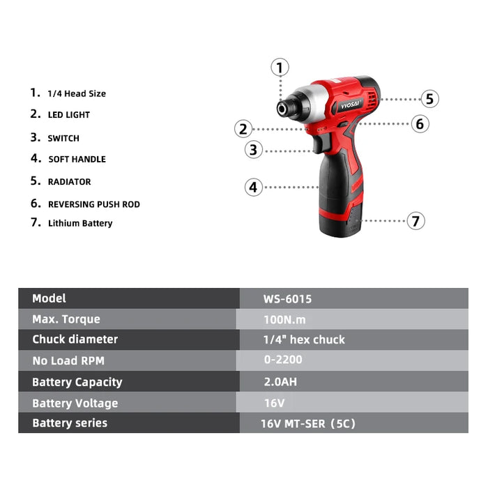 VVOSAI 16V Electric Drill Screwdriver