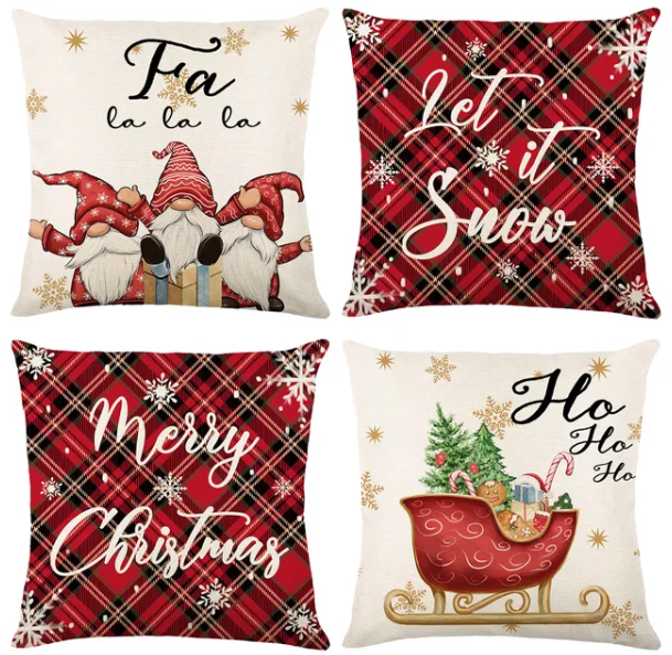 4-Pack Christmas Decorations Pillow Covers