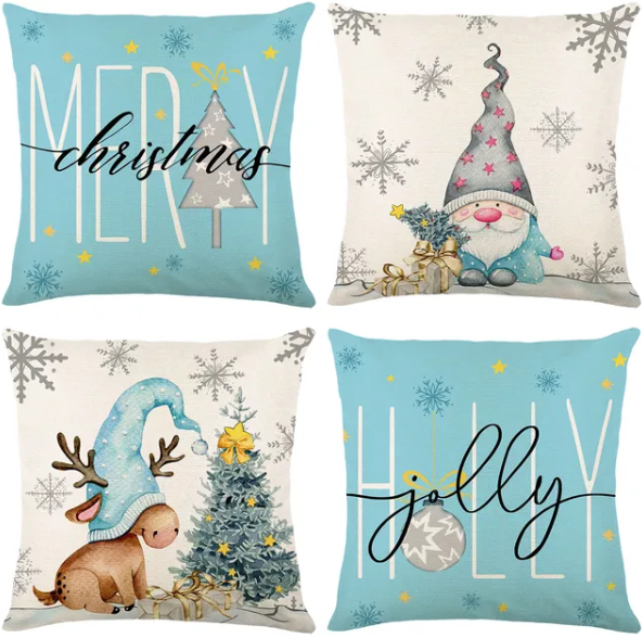 4-Pack Christmas Decorations Pillow Covers