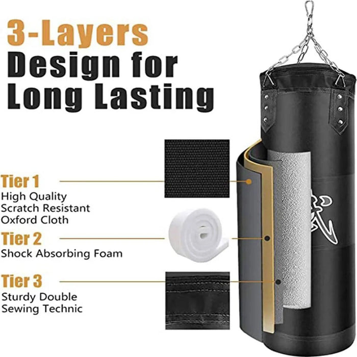 Heavy Punching Bag Set with Ceiling Hook and Steel Chain