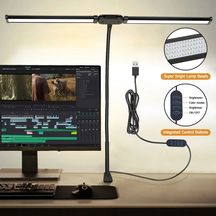 Double-Headed LED Clip-Type Remote Control Desk Lamp