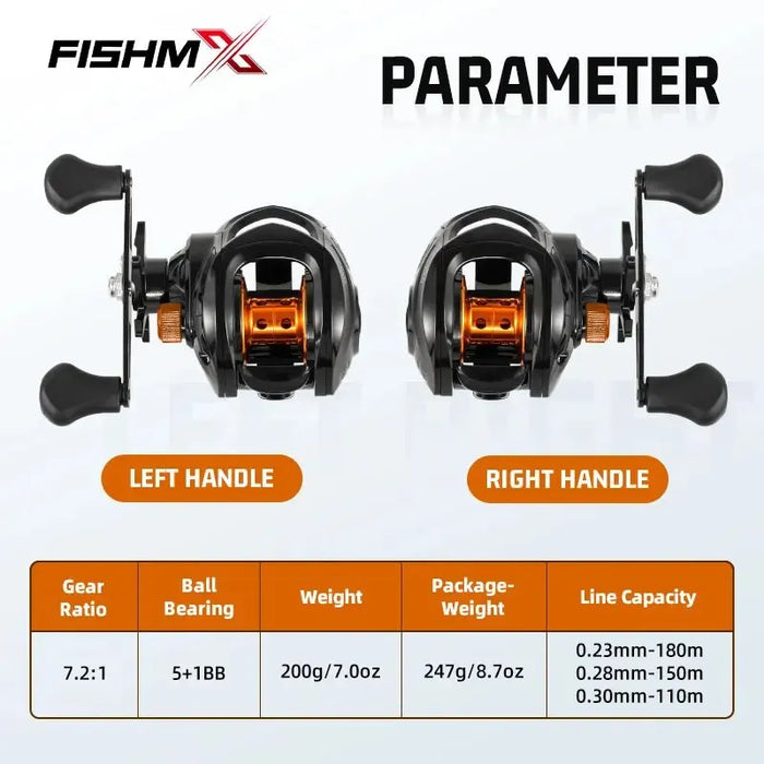 Fishmx Fishing Reel Max Drag 10kg Baitcasting Reel (Spool Capacity - 2000 Series)